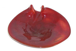 Ruby Red Candy Dish Ash Tray Coin Dot Amberina  Murano Style Art Glass - £39.27 GBP