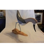 Hand Made &amp; Hand Painted Wooden Sand Piper Bird Figurine Folk Art - £46.86 GBP