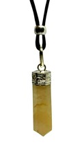 Citrine Crystal Necklace Pendant Stone Gemstone Pencil Bead Cord Genuine Gem Uk - £10.35 GBP