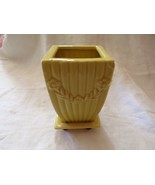 Vintage Yellow Ceramic Pottery Small Square Planter U.S.A Floral Design - $32.07