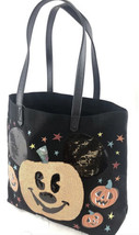 Disney Parks Halloween Mickey Mouse Pumpkin Sequin Tote in Black NEW WT - $19.79