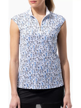 NWT Ladies SanSoleil TIKI Black Blue Sleeveless Golf Tennis Shirt Polo Size M - £55.46 GBP