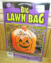 Giant Pumpkin Head Leaf Bag Halloween Outdoor Lawn 32 Gallon 36x48 - £3.89 GBP