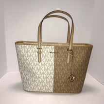 NWT Michael Kors Large Jet Set Camel Multicolor Top Zip Tote - $188.09