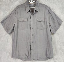 Margaritaville Shirt Mens Large Gray Distressed Causual Button Up Short ... - £15.51 GBP