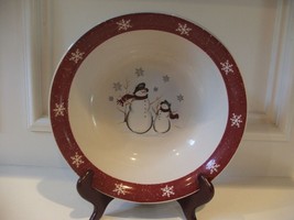 Vegetable Serving Bowl by Royal Seasons Stoneware Snowmen Christmas Holi... - £11.86 GBP