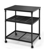 3 Tier Printer Stand Rolling Fax Cart with Adjustable Shelf and Swivel W... - $140.49