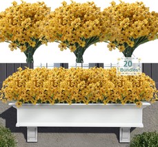20 Bundles Artificial Flowers for Outdoors, UV Resistant Fake Flowers, Yellow - £18.08 GBP