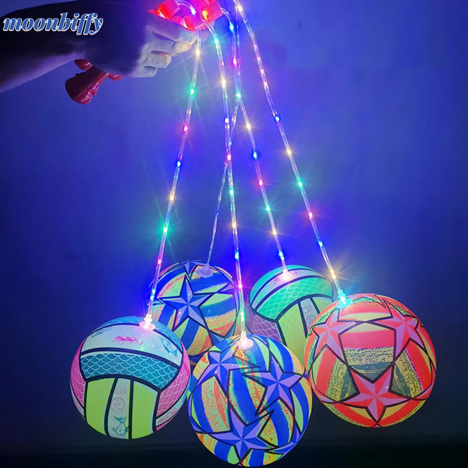 LED Light Up Balloon Glowing Ball Luminous Portable Rainbow Bouncy Ball Fitness - £9.18 GBP