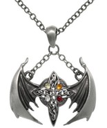 Jewelry Trends Dangling Dragon Wing Cross Pewter Pendant Necklace 23&quot; - $47.97 CAD