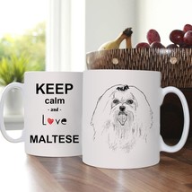 Maltese 2, Cup with dog, Mug, Pet, ceramic, hardness and durability, - £10.38 GBP