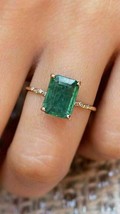 3.00Ct Emerald Green Sapphire Lab Created Engagement Ring 14K Yellow Gold Plated - £83.92 GBP