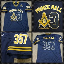 Prince Hall F&amp;Am Football Jersey Masonci Freemason Blue Gold Jersey M-5X - £51.96 GBP