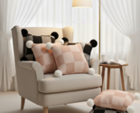 SOGA 6PC Pillowcase Set – Black, Pink &amp; Gray with Pom Poms Cozy Knit Covers - $88.50