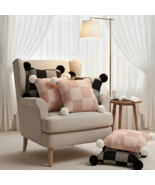 SOGA 6PC Pillowcase Set – Black, Pink &amp; Gray with Pom Poms Cozy Knit Covers - $88.50