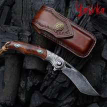 Handmade Damascus Hunting Knife VG10 Folding Blade Custom Knives Outdoor... - £137.14 GBP