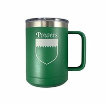 Powers Irish Coat of Arms Stainless Steel Green Travel Mug with Handle - £22.25 GBP