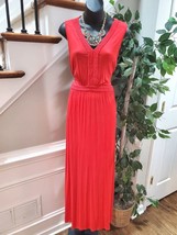 Spense Women&#39;s Solid Red Viscose V-Neck Sleeveless Long Maxi Dress Size X-Large - £23.59 GBP