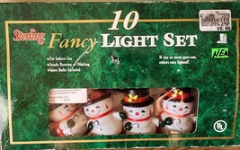 Mini Blow Mold Plastic Snowman Christmas String Lights Indoor Set of 10 - $11.69