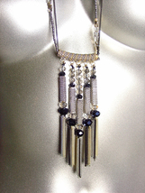 CHIC Urban Anthropologie Smoky Crystals Metal Beads Chains Tassel Long N... - £14.93 GBP