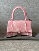 Balenciaga $2800 Hourglass Small Bag In Pink Denim, New.! - $1,282.05