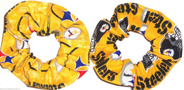 Pittsburgh Steelers Gold Tie Dye Fabric Hair Scrunchies by Sherry Lot of 2 - £11.91 GBP