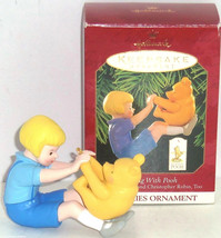 Disney Winnie Pooh Christopher Robin Hallmark Ornament Playing 1999 Vint... - $24.95