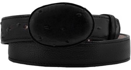 Kids Western Dress Belt Black Overlay Ostrich Pattern Leather Casual Siz... - $19.79