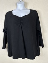 Terra &amp; Sky Womens Plus Size 3X Black Stretch Rib Knit Top Long Sleeve - £14.41 GBP