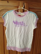 roxy girl short sleeve white &amp; lavender top size medium - £15.72 GBP