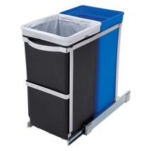 Pull Out Blue Recycle Bin Black Trash Can Slides Under Kitchen Counter - $3,883.59 MXN