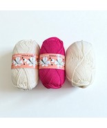 3 Yarn Balls EPA UNIP YARN  Bright Pink and Cream Made in Switzerland 10... - $214.79 MXN
