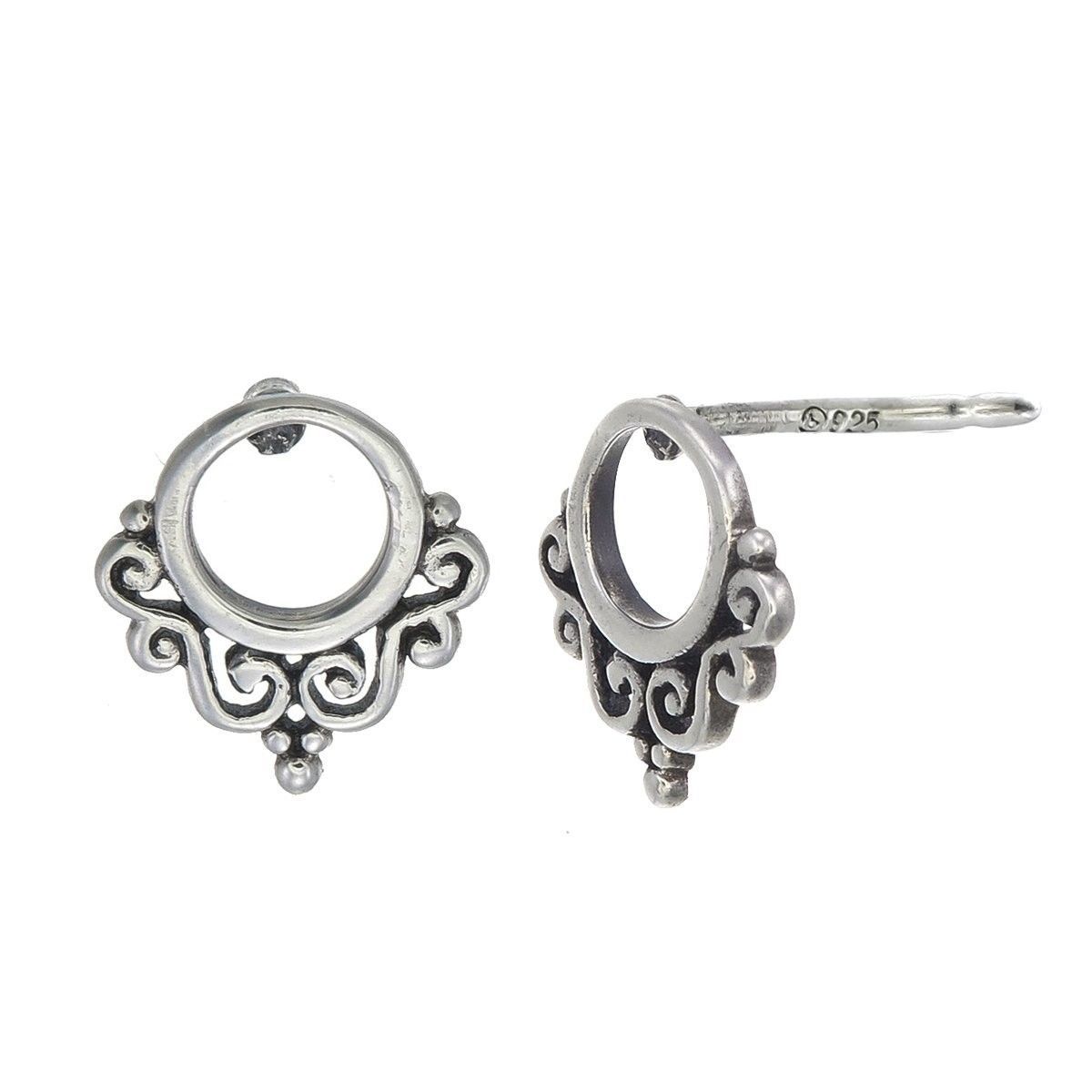 925 Sterling Silver Balinese Filigree Circle Stud Earrings - $37.12