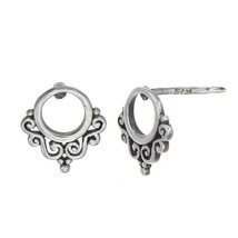 925 Sterling Silver Balinese Filigree Circle Stud Earrings - $37.12