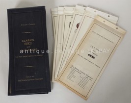 antique CLARK&#39;S J &amp; P COATS COLOR CARDS BINDER w 2 SAMPLE CARDS DARNING ... - $67.27