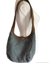 Tommy Bahama Handbag Blue Canvas Hobo Suede Strap Shoulder Bag - $18.79