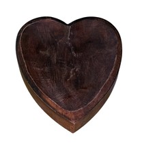 Indaba Heart Shaped Wood Spoon Rest Trinket Tray 8&quot; Rustic Handmade India - $19.79