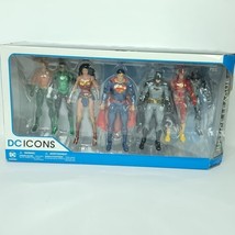 DC Icons Justice League 7 Pack Action Figure Set New Sealed Rip on Box Rebirth - £229.18 GBP