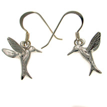 Sterling 925 British Silver Pair of Flying Hovering Bird Earrings Pierce... - $22.37