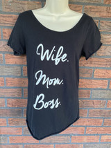 Wife Mom Boss T-Shirt Small Short Sleeve Scoop Neck Cotton Shirt Blouse ... - £6.79 GBP