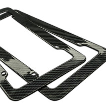 Plastic Carbon Fiber Style License Plate Frames For Front &amp; Rear Braket 2pc Set - £12.60 GBP