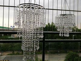 2Pcs Clear Acrylic Beaded Hanging Chandelier Wedding Centerpieces Decoration - £36.81 GBP+