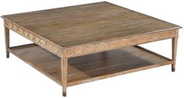 Cocktail Table Anna Square Solid Wood Beachwood Finish X-Shape Motif Brass Caps - £1,828.39 GBP