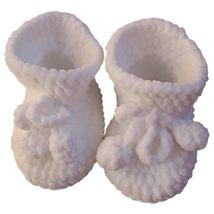 Crochet Baby Booties Knitted Tie Up Bootees Boy Girl Blue Pink White 6-1... - $9.80+