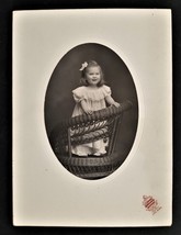 Antique Photograph Ayer Ma El EAN Or Longley Pretty Child Girl Wicker Chair - £53.98 GBP