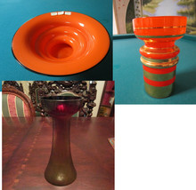 Orange Free Blown Cased Polished Pontil Glass Atributed To Kralik Konig 1920 - £99.91 GBP