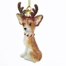 Glass Dog CHIHUAHUA w/Antlers Dog Breed Christmas Ornament - £13.57 GBP