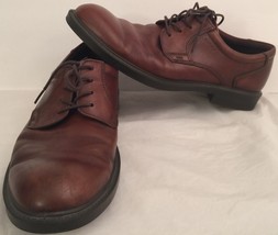 Ecco Atlanta Plain Toe Brown Derby Oxford Shoes Sz 45 Euro 11-11.5 US Lace Up - £50.44 GBP