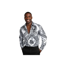 Mens Oscar Banks Turkey Shirt Satin Roman Lion Medusa European 6587 Black gray image 7