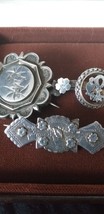 3 x Antique Victorian 1893 Sterling Silver Brooches - Full Hallmarks! - £150.01 GBP